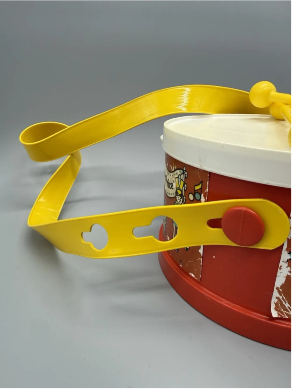 Vintage Fisher-Price 1979 Drum Set Toy With Sticks And Strap #921